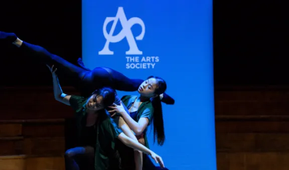 Photograph of two contemporary dancers at the Arts Society AGM