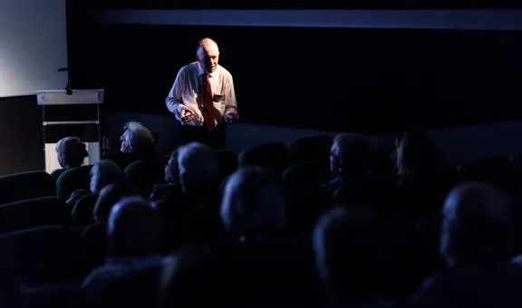 Arts Society Lecturer speaking to an audience of members at The Arts Society Newcastle lecture