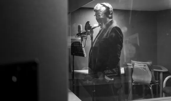 Arts Society Chief Executive Ian Arnold in a Radio Studio